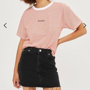 New Topshop black raw hem denim skirt